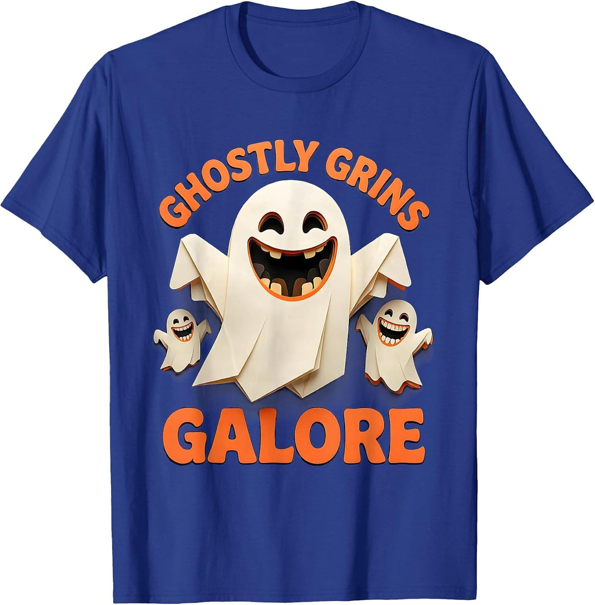 Ghostly Grins Galore Dental Halloween Design T-Shirt - Royal Blue