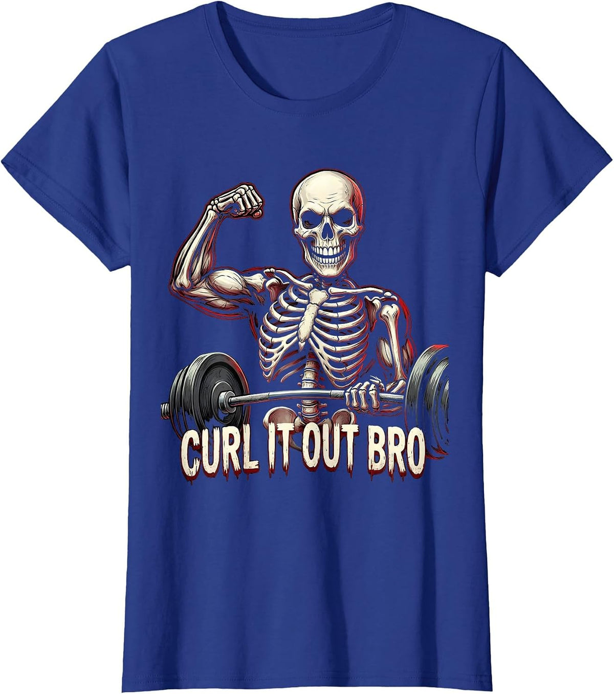 Women's Curl It Out Bro Funny Gym Workout Design T-Shirt - Royal Blue