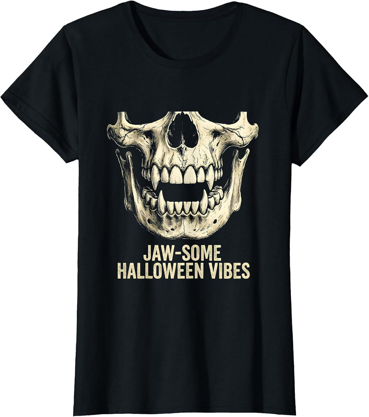 Jaw-some Halloween Vibes Dental Jaw Bone Design T-Shirt - Black