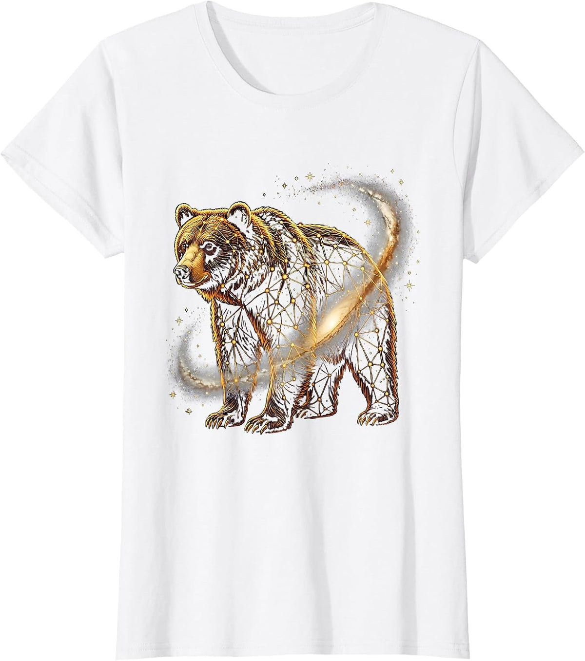 Bear Constellation Glowing Stars Night Sky Design T-Shirt - White