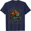 I Shell Out Slowly Funny Tortoise Lover Pet Owner Humor T-Shirt - Navy Blue