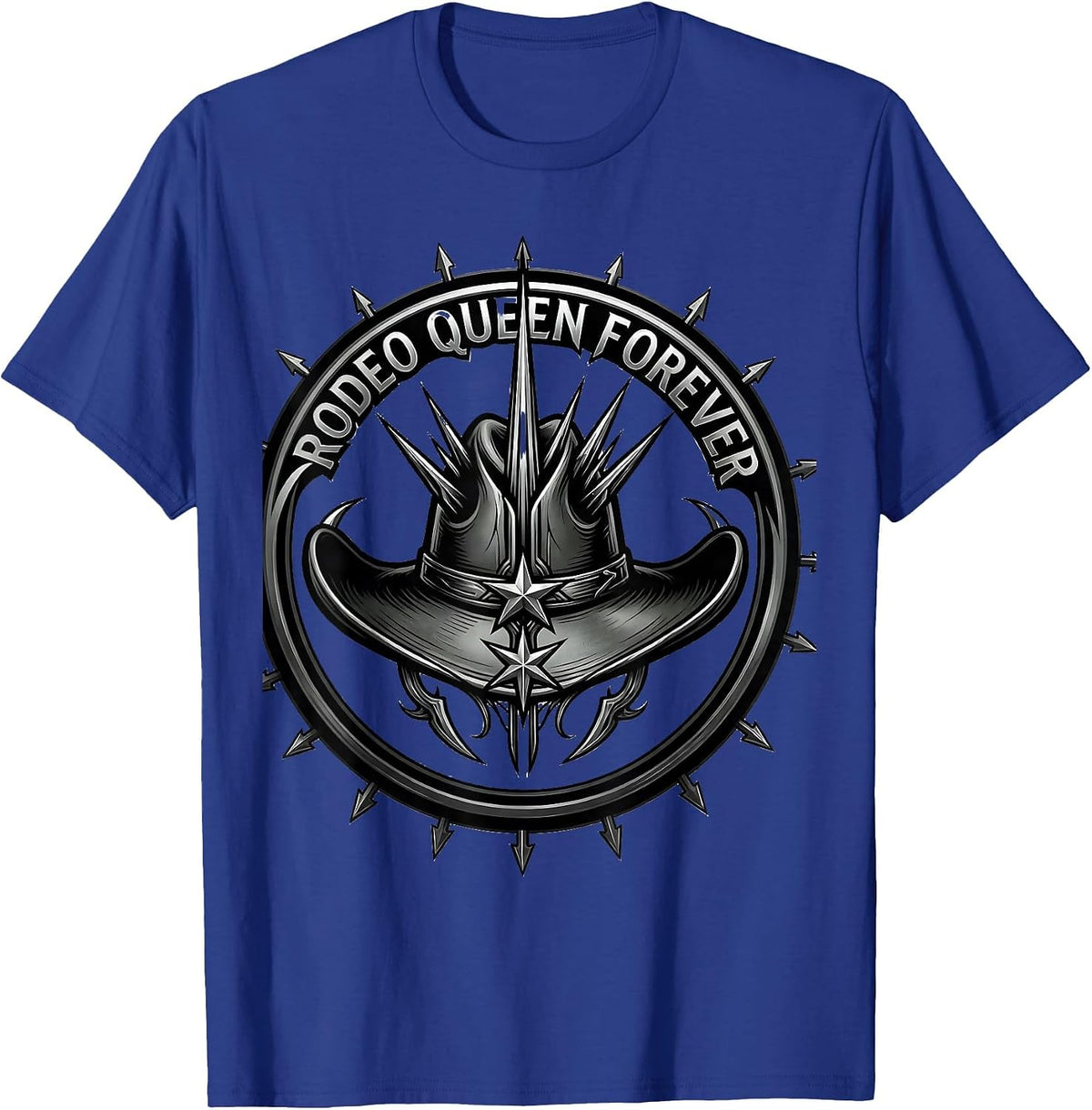 Men's Rodeo Queen Forever White Cowgirl Design T-Shirt - Royal Blue