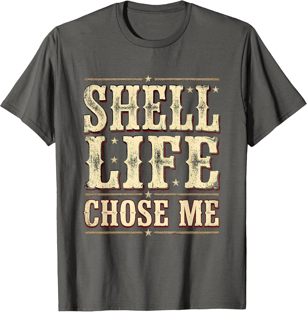 Shell Life Chose Me Funny Turtle Design T-Shirt - Asphalt Grey