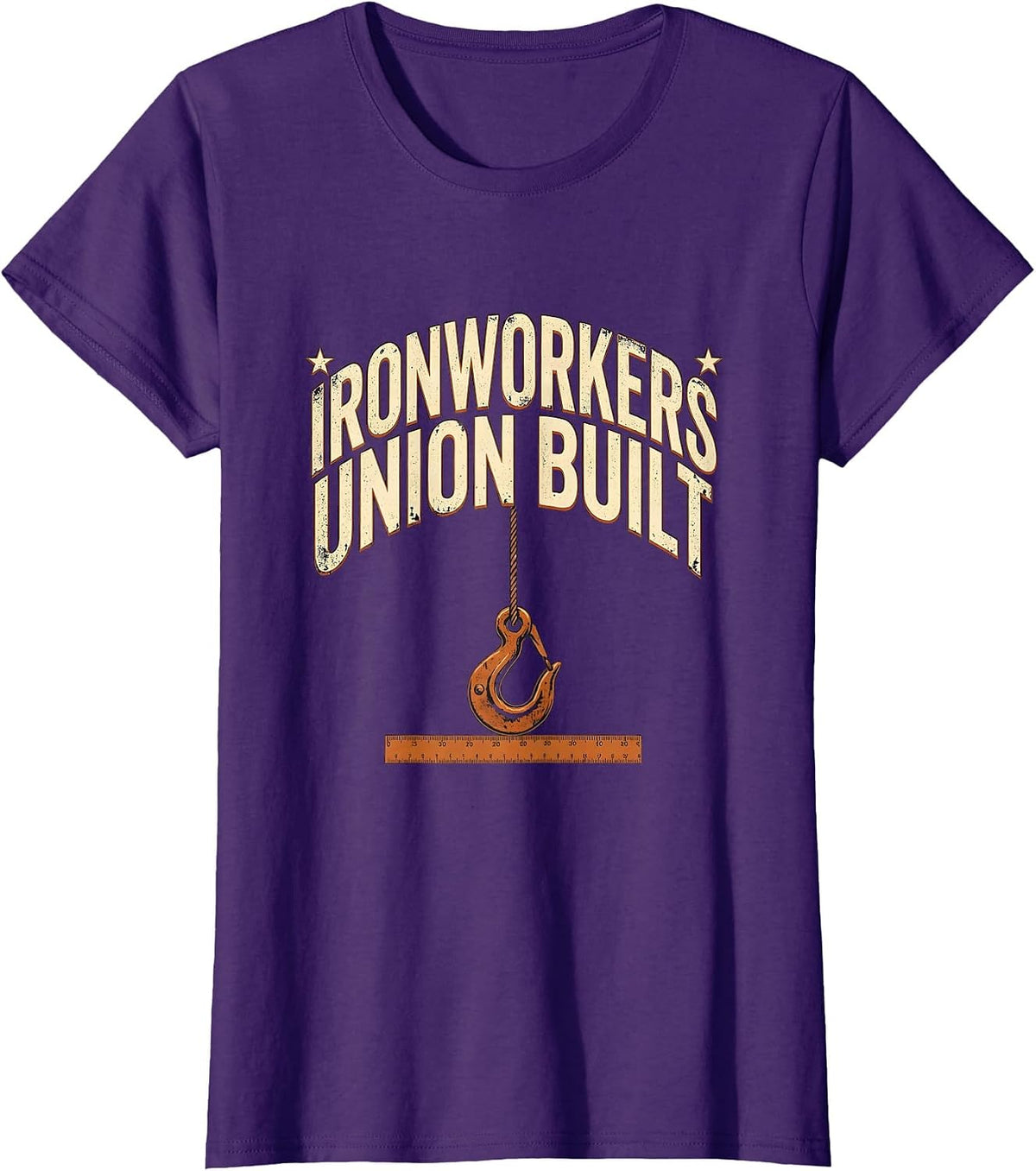 Women's Ironworkers Union Built Heavy Condensed Block Sans Labor T-Shirt - Purple