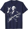 George Washington Playing The Electric Guitar T-Shirt - Navy Blue