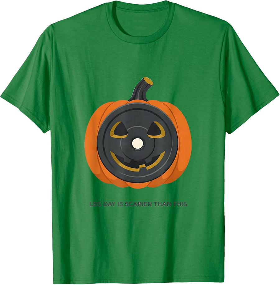 Men's Leg Day Is Scarier Than This Funny Halloween Ghost Skeleton T-Shirt - Kelly Green