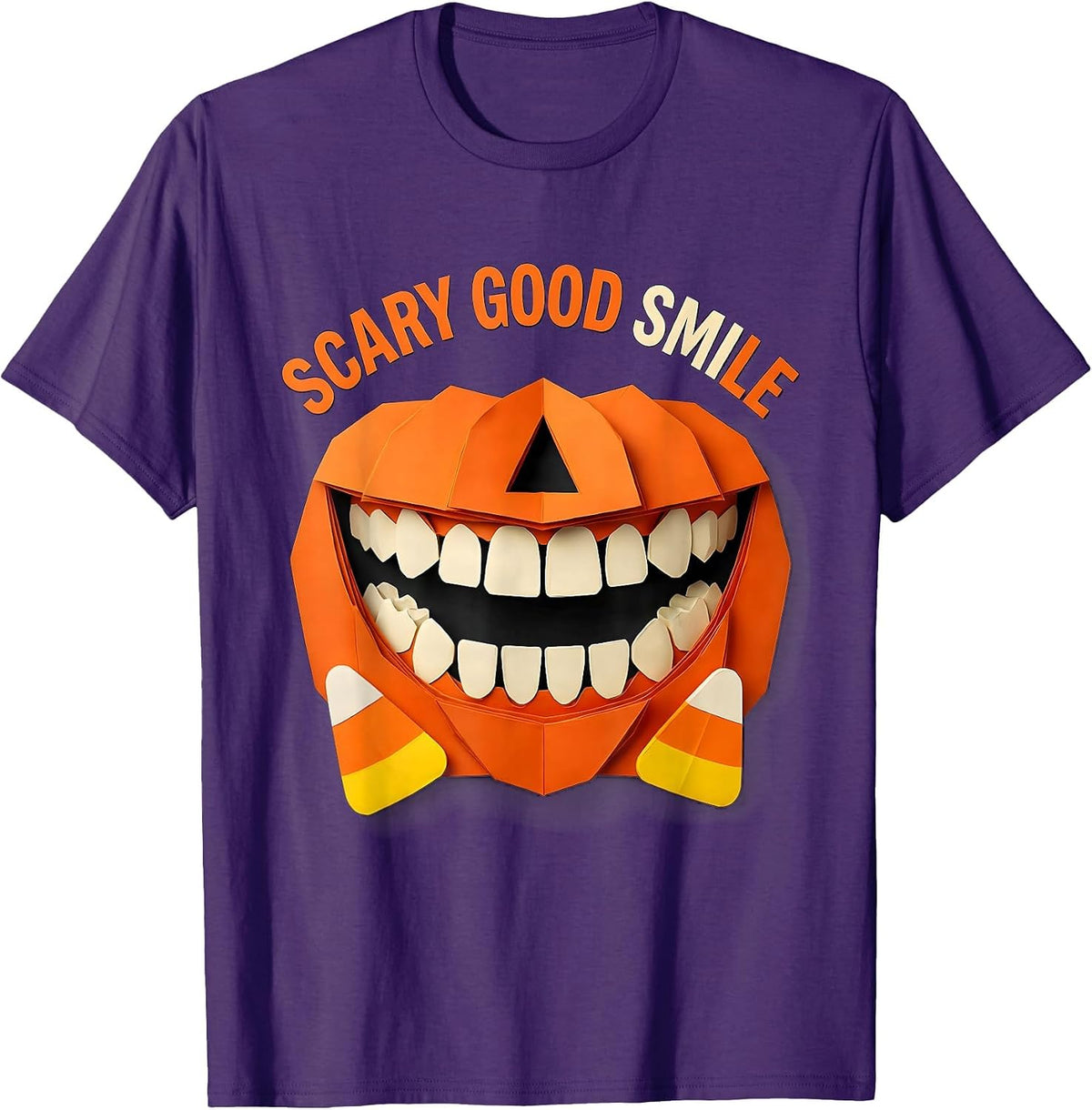 Men's Halloween Scary Good Smile Dental Design T-Shirt - Purple