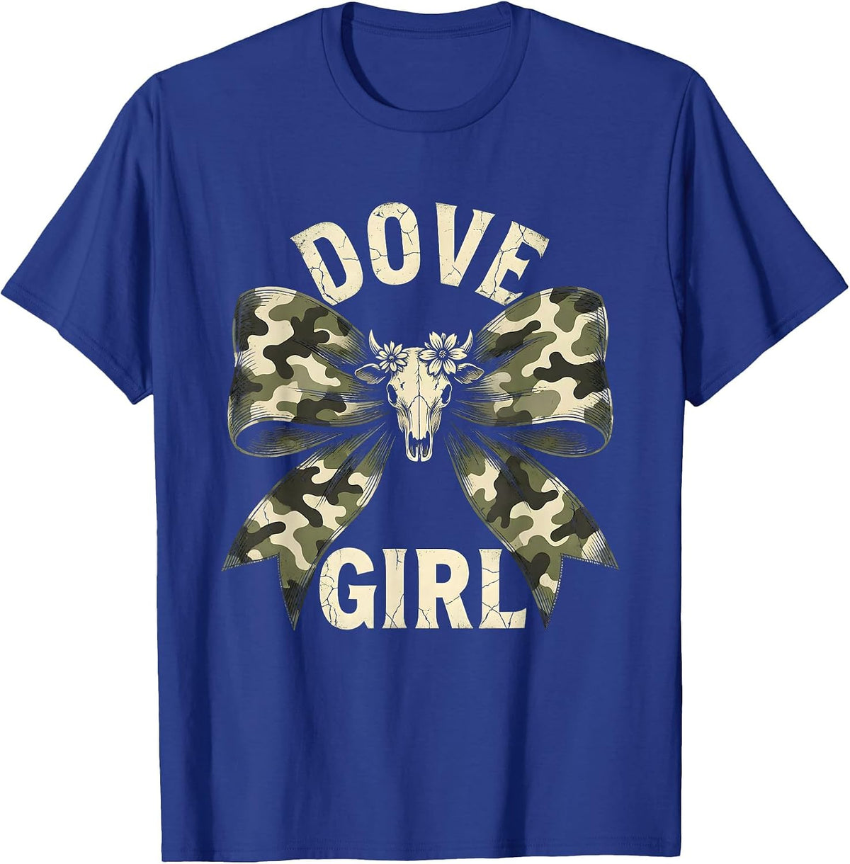 Dove Girl Boho Western Camo Coquette Bow Hunting Ol Lady T-Shirt - Royal Blue