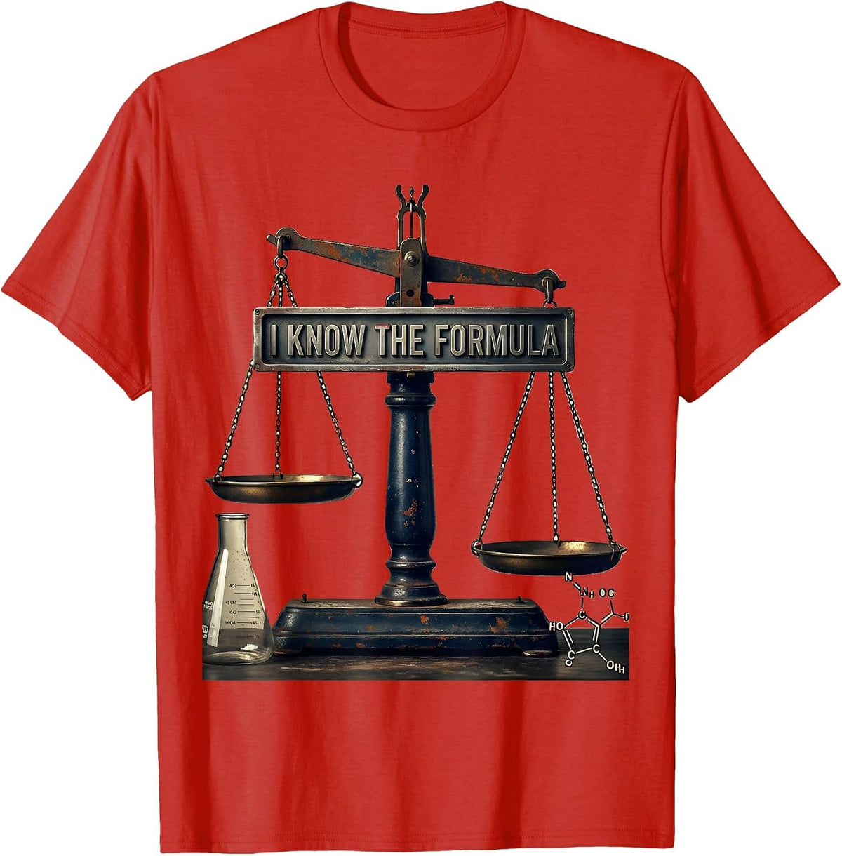 Men's I Know The Formula Vintage Chemistry Pun Science Teacher T-Shirt - Red