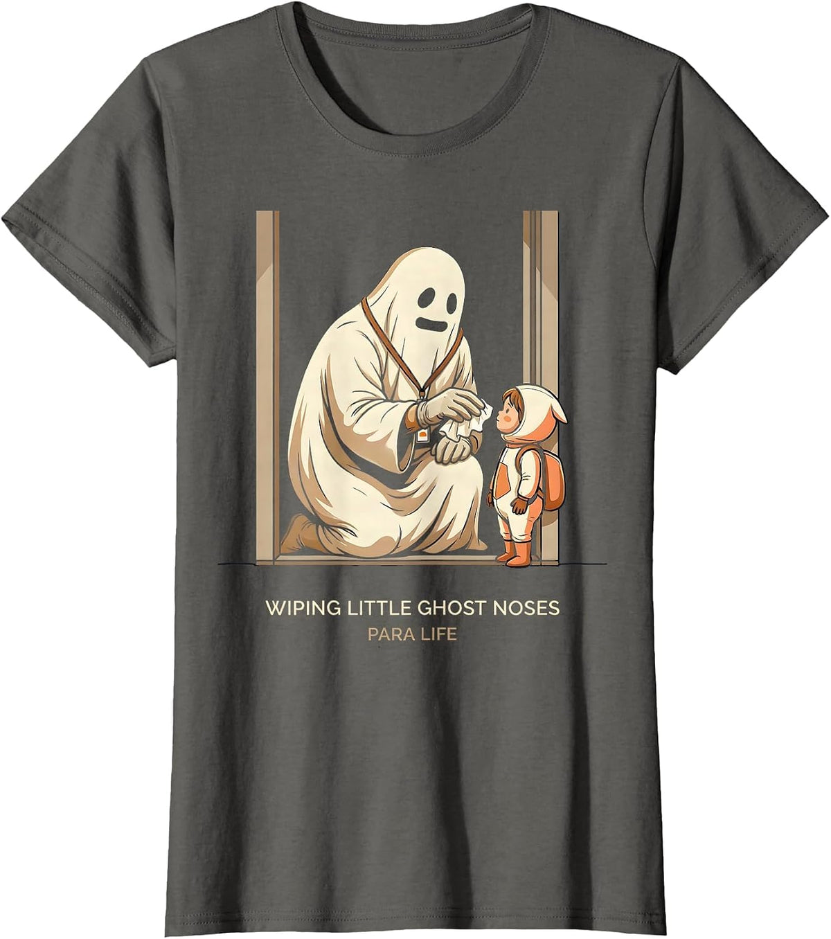 Women's Wiping Little Ghost Noses Para Life Paraeducator Halloween T-Shirt - Asphalt Grey