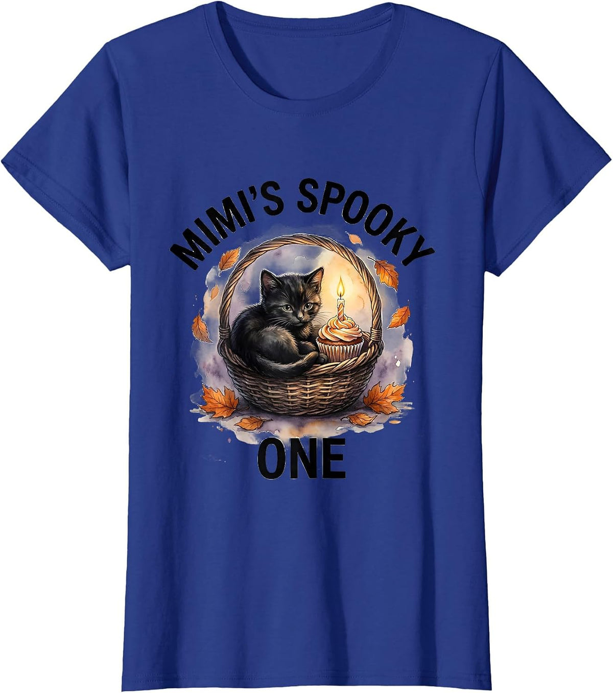 Women's Mimi's Spooky One Watercolor Halloween Birthday Baby First T-Shirt - Royal Blue