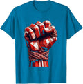 Raised Fist Bandana Wrapped Knuckles Graphic T-Shirt - Sapphire Blue