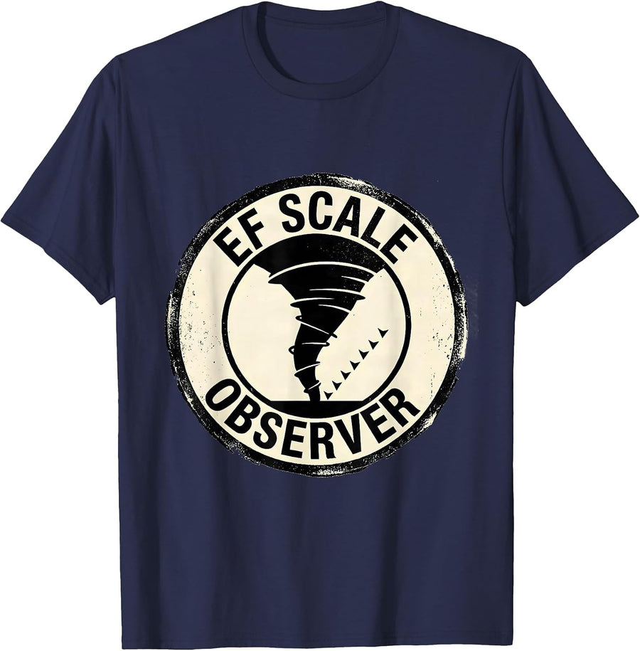 EF Scale Observer Rubber Stamp Tornado Chaser Weather T-Shirt - Navy Blue
