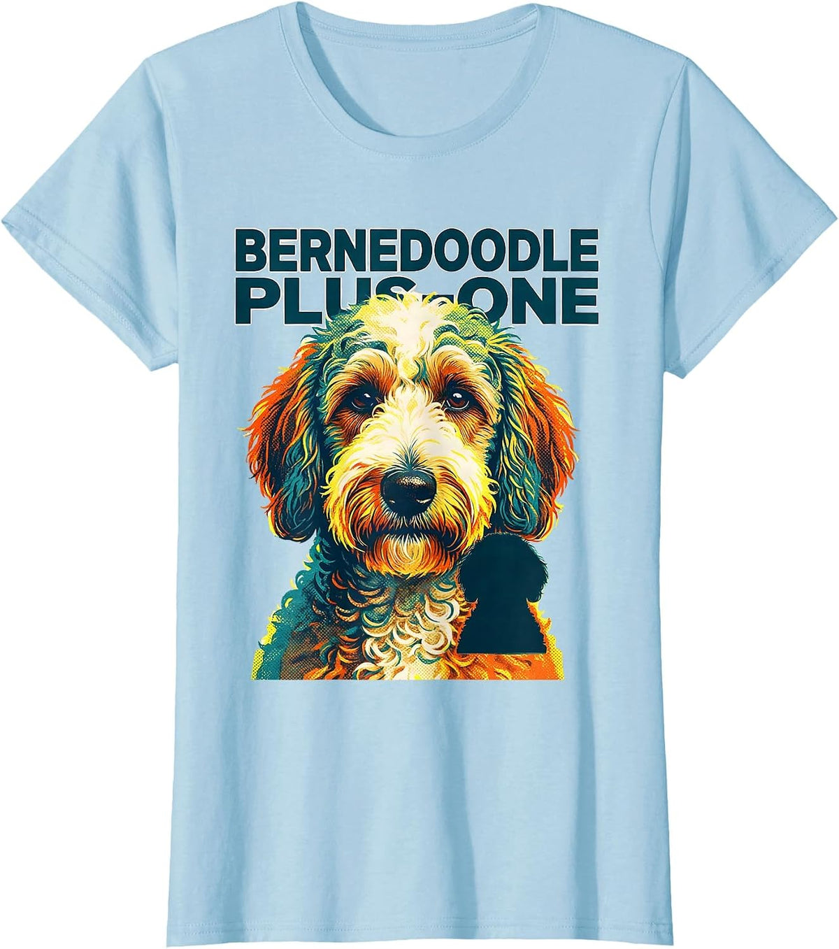 Women's Bernedoodle Plus-One Funny Doodle Breed Owner Dog Mom Dad T-Shirt - Baby Blue