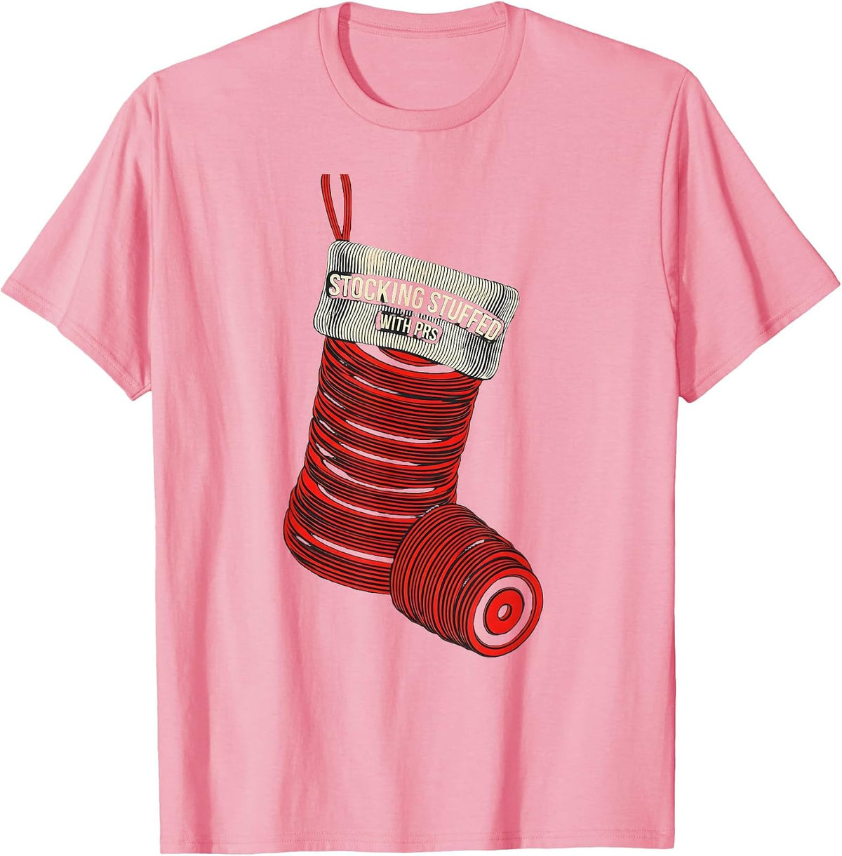 Men's Stocking Stuffed With PRs Funny Gym Bodybuilding Christmas T-Shirt - Pink