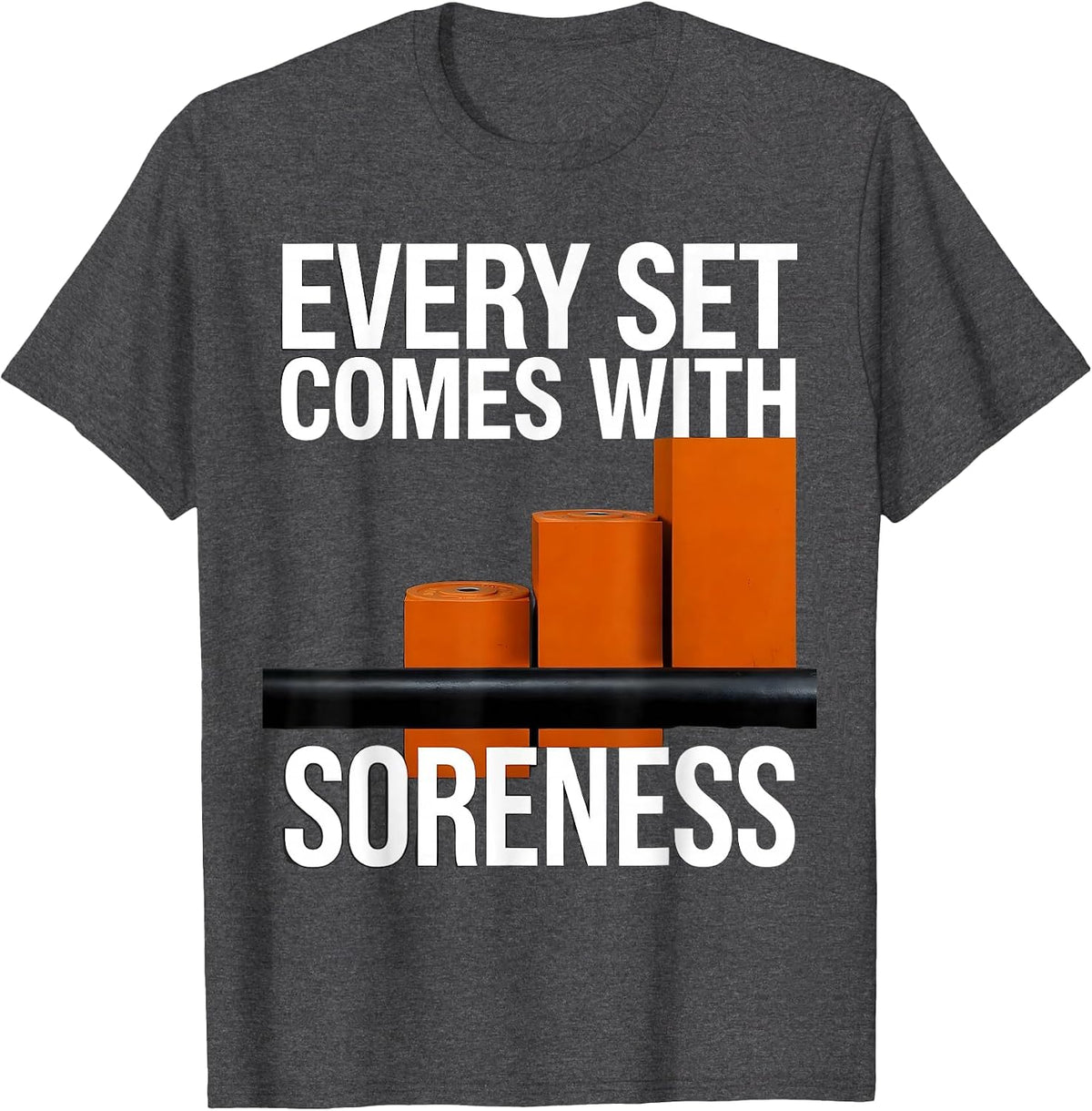 Every Set Comes With Soreness Brutalist Gym Humor Workout T-Shirt - Dark Heather Grey