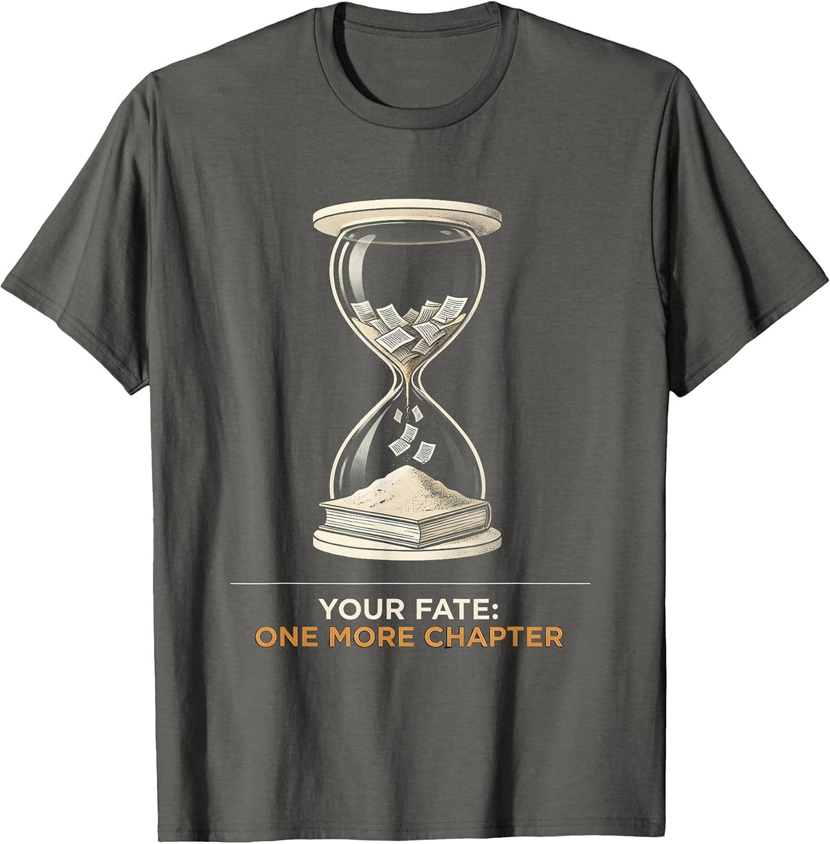 Your Fate: One More Chapter Editorial Conceptual Bookworm T-Shirt - Asphalt Grey