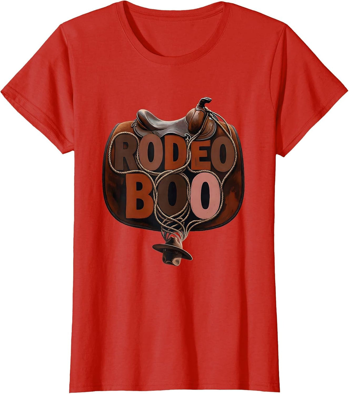 Rodeo Boo Western Ghost Halloween Humor Cowgirl T-Shirt - Red