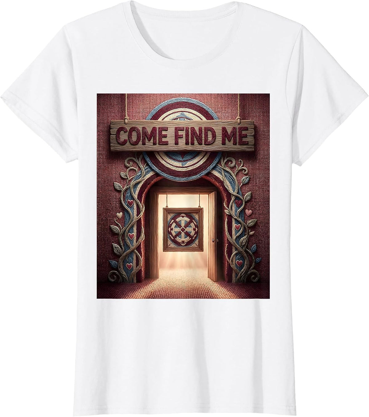 Women's Come Find Me Contemporary Tapestry School Counselor Student T-Shirt - White
