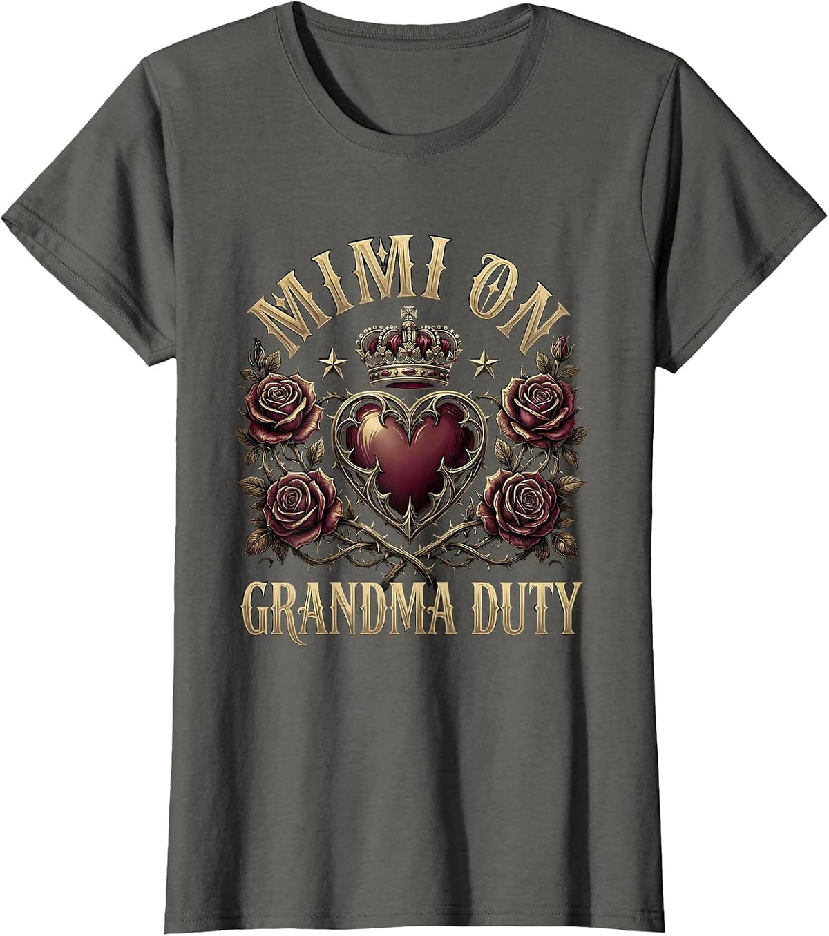 Women's Mimi On Grandma Duty Grandmother Design T-Shirt - Asphalt Grey