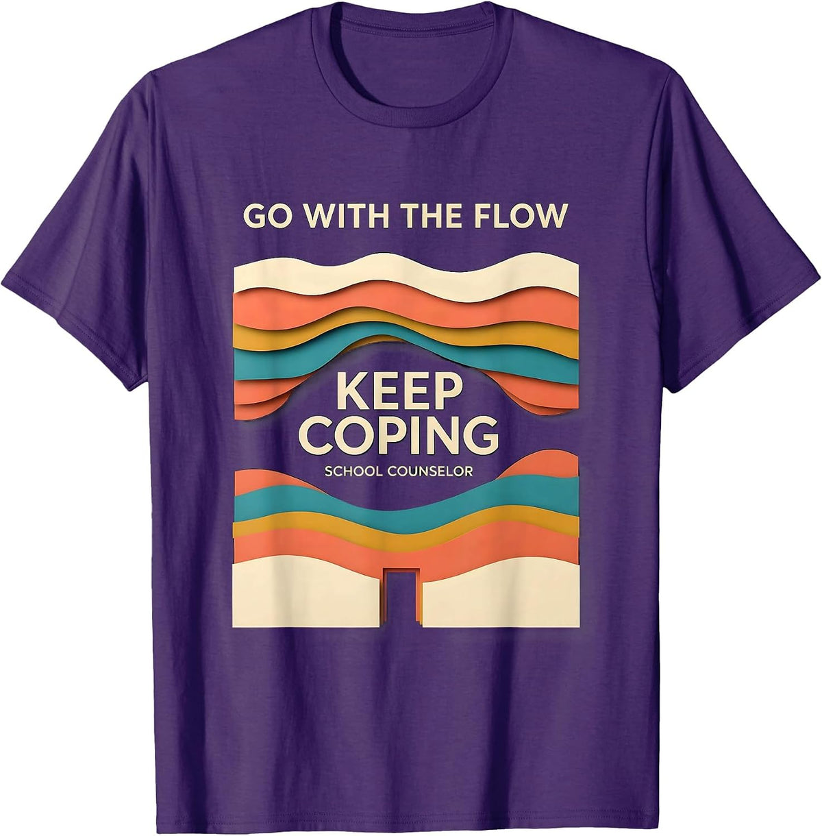 Men's Go With The Flow Keep Coping School Counselor T-Shirt - Purple