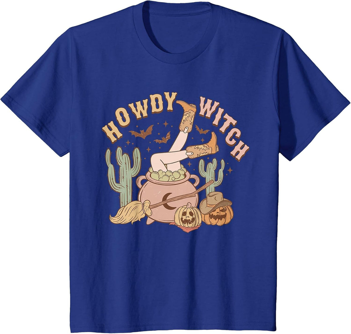 Howdy Witch Cowgirl Rodeo Western Halloween T-Shirt - Royal Blue
