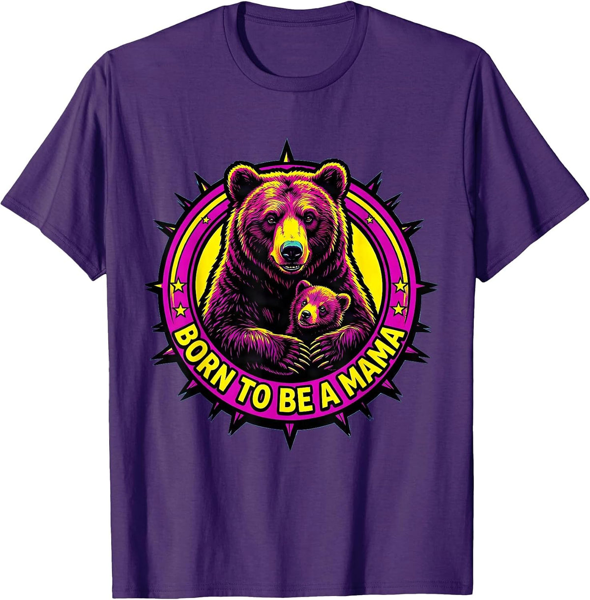 Men's Born to Be a Mama Motherhood Design T-Shirt - Purple