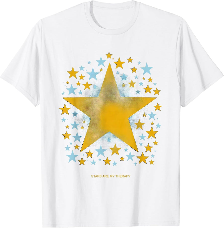 Men's Stars Are My Therapy Celestial Design T-Shirt - White