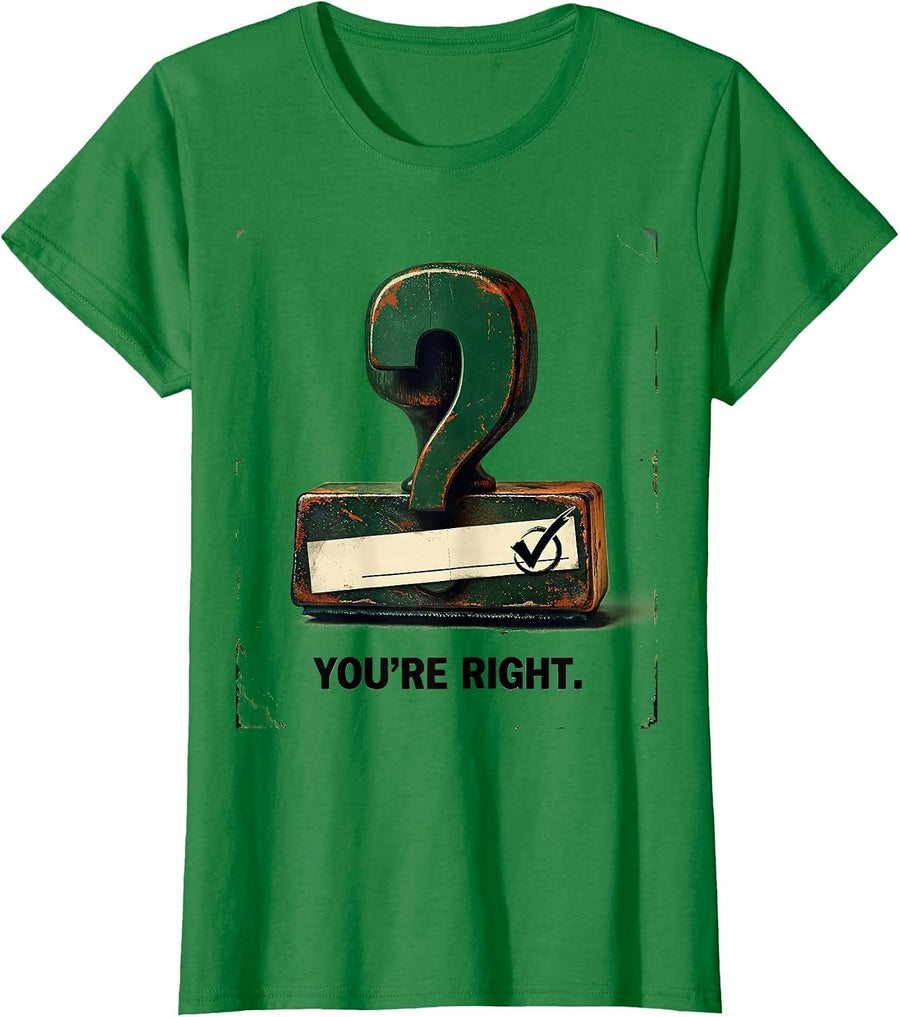 Women's You're Right Vintage Grammar Teacher Punctuation Humor T-Shirt - Kelly Green