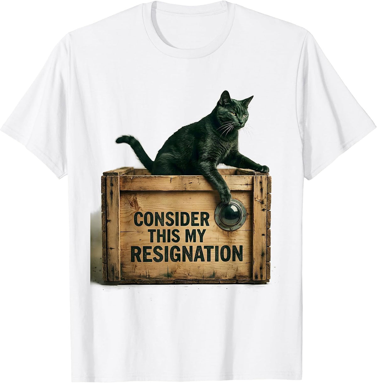 Men's Consider This My Resignation Vintage Science Cat Humor T-Shirt - White