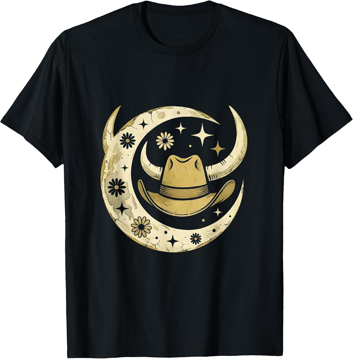 Men's Cowgirl Silhouette Sunset Mesa Western Design T-Shirt - Black