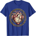 Sacred Heart With Thorns and Blooming Roses Jesus T-Shirt - Royal Blue