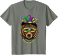 Bear Animal Lover Cute Mardi Gras Carnival Jester T-Shirt, Youth, Olive Heather, 4T - As Pictured