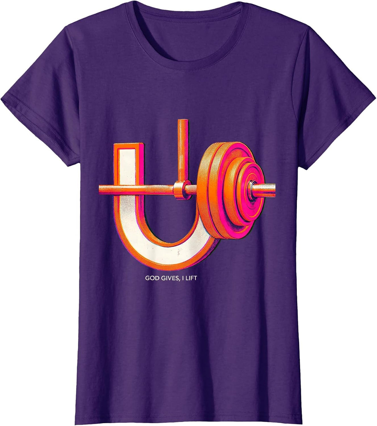 Women's God Gives I Lift Funny Christian Weightlifting Gym Humor T-Shirt - Purple