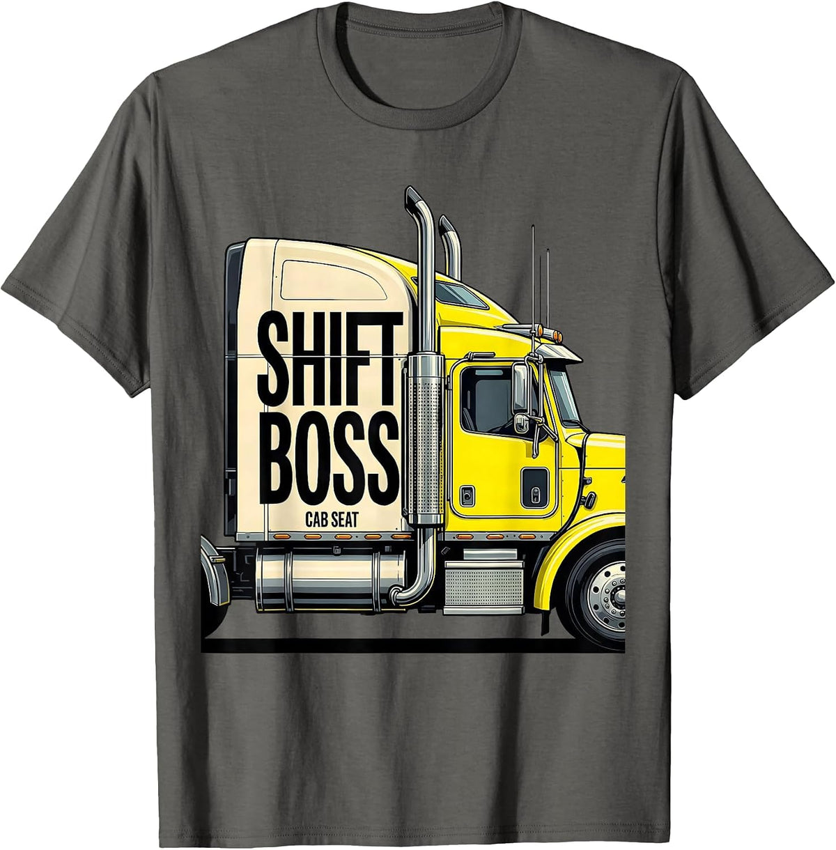 Shift Boss Cab Seat Funny Trucker Pickup Driver Gift T-Shirt - Asphalt Grey