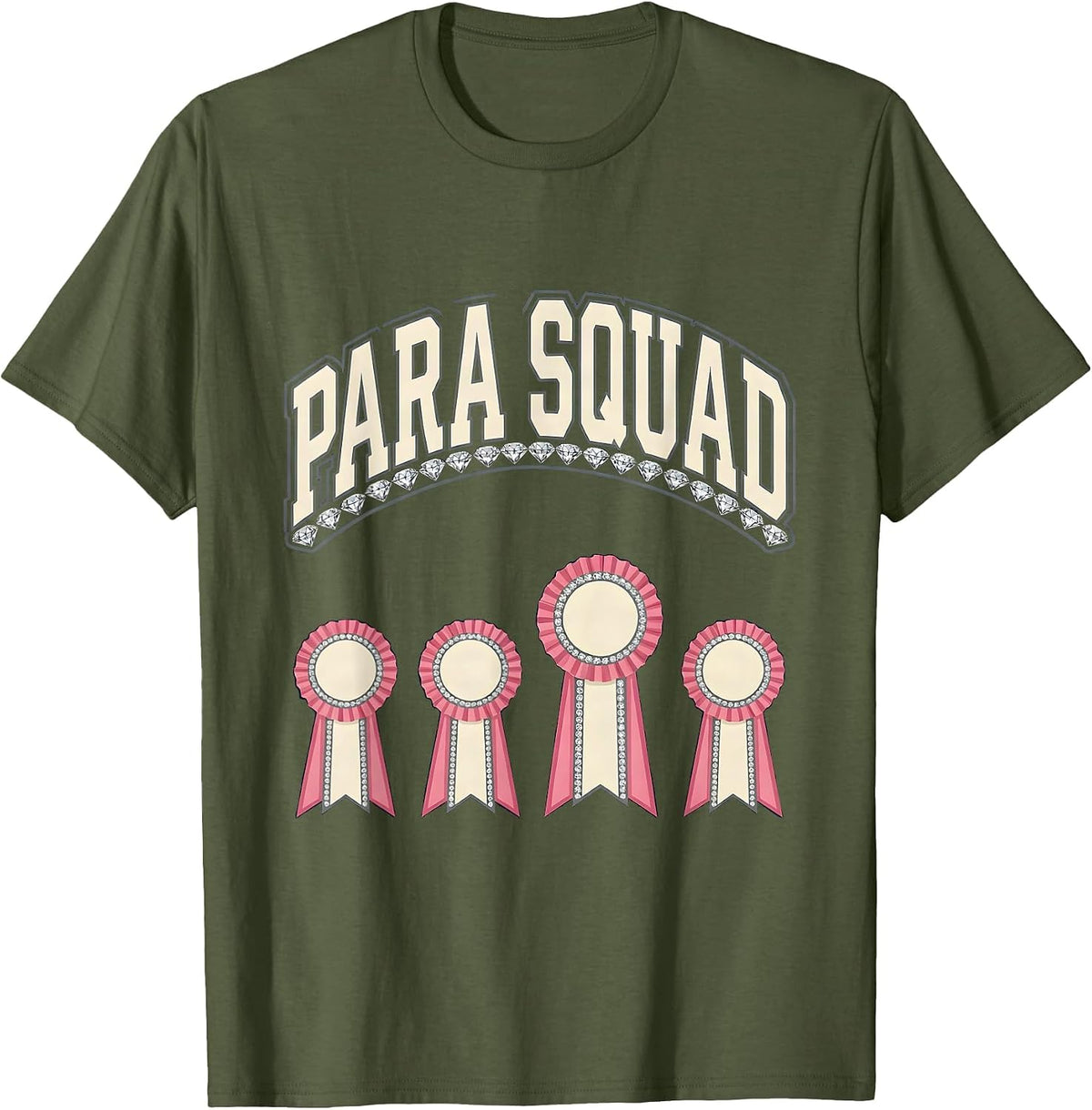 Men's Para Squad Sparkle Varsity Paraeducator Appreciation Teacher T-Shirt - Olive Green