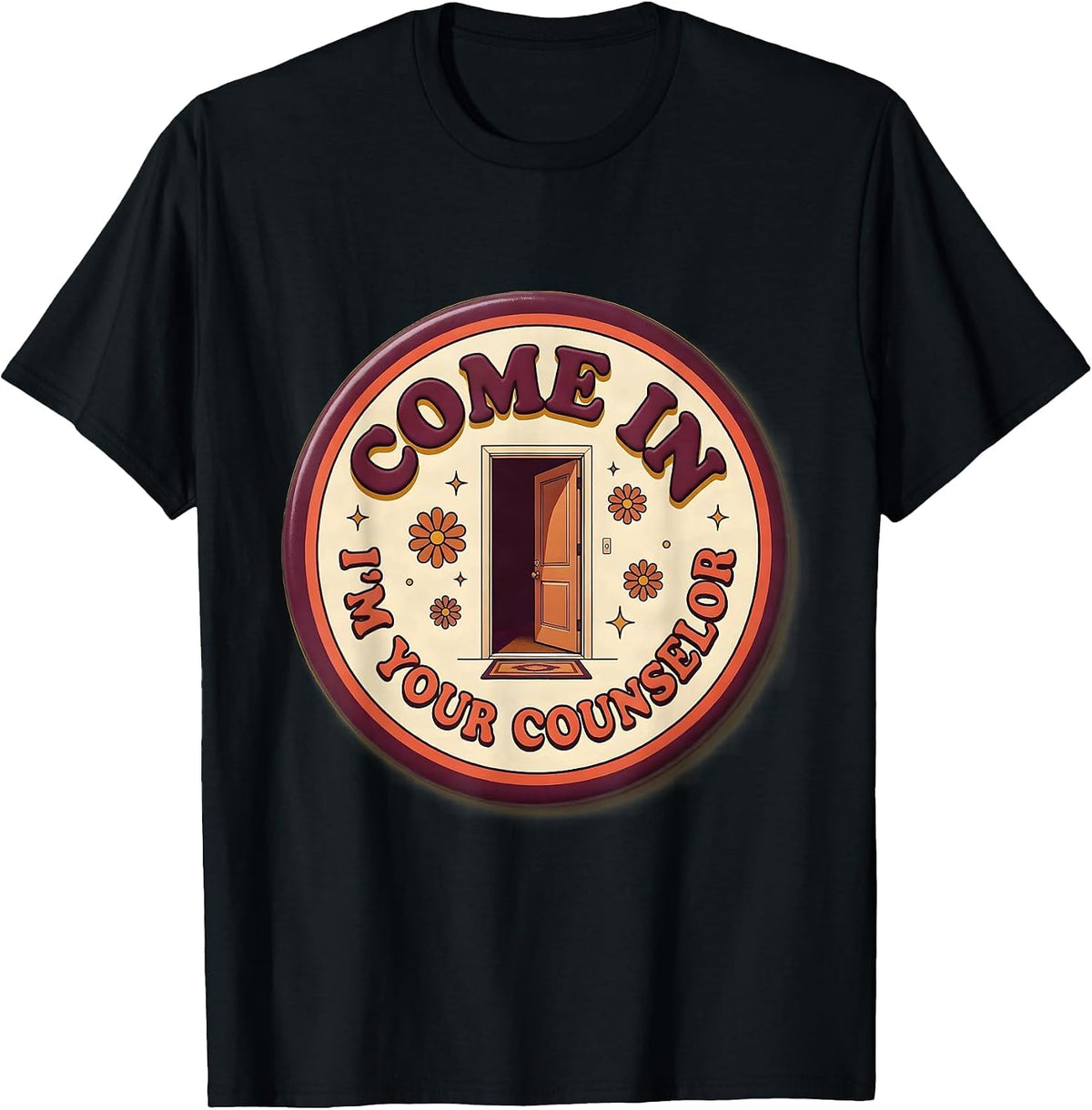 Men's Come In, I'm Your Counselor Groovy Retro School Counselor T-Shirt - Black
