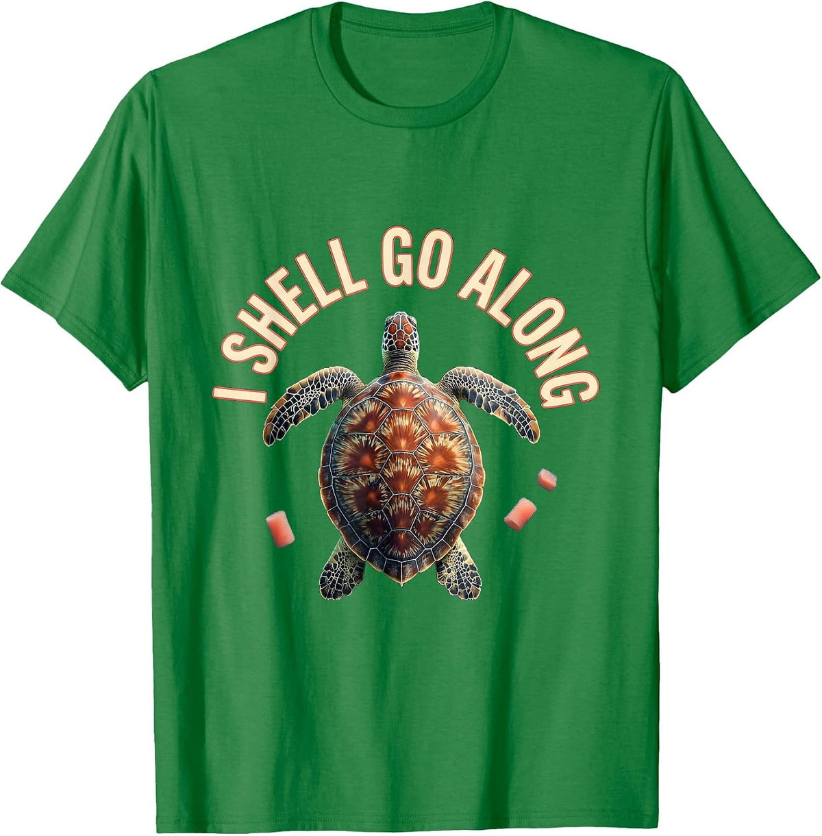 Men's I Shell Go Along Funny Sea Turtle Lover Tropical Vacation T-Shirt - Kelly Green