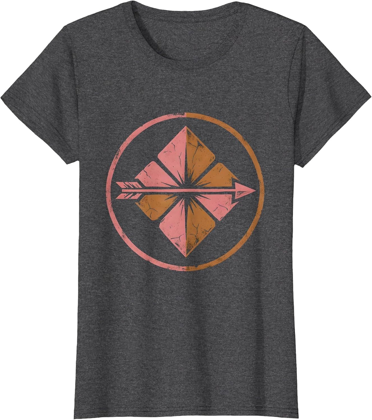 Women's Arrow and Desert Rose Western Boho Graphic T-Shirt - Dark Heather Grey