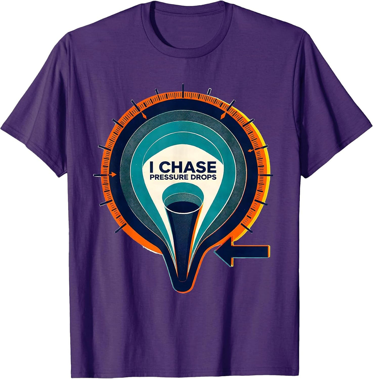 I Chase Pressure Drops Risograph Tornado Chaser Meteorology T-Shirt - Purple