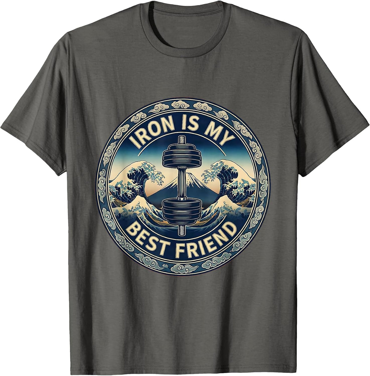 Men's Iron Is My Best Friend Gym Workout Design T-Shirt - Asphalt Grey