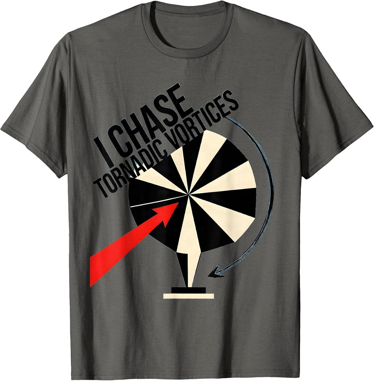 Men's I Chase Tornadic Vortices Constructivist Storm Chaser T-Shirt - Asphalt Grey