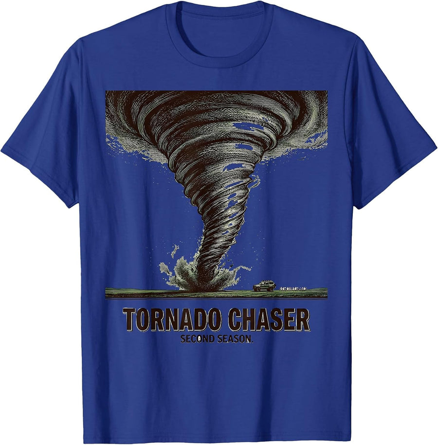 Tornado Chaser Second Season Crosshatch Meteorology T-Shirt - Royal Blue