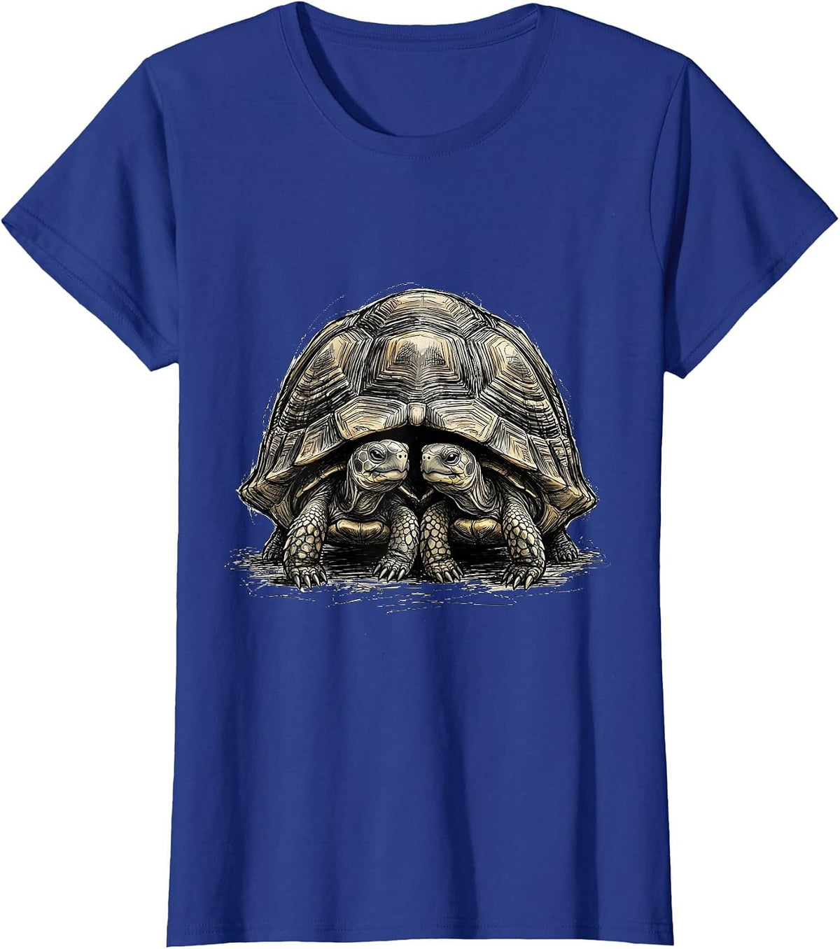 Women's Best Friends Sharing a Shell Cute Turtle Design T-Shirt - Royal Blue