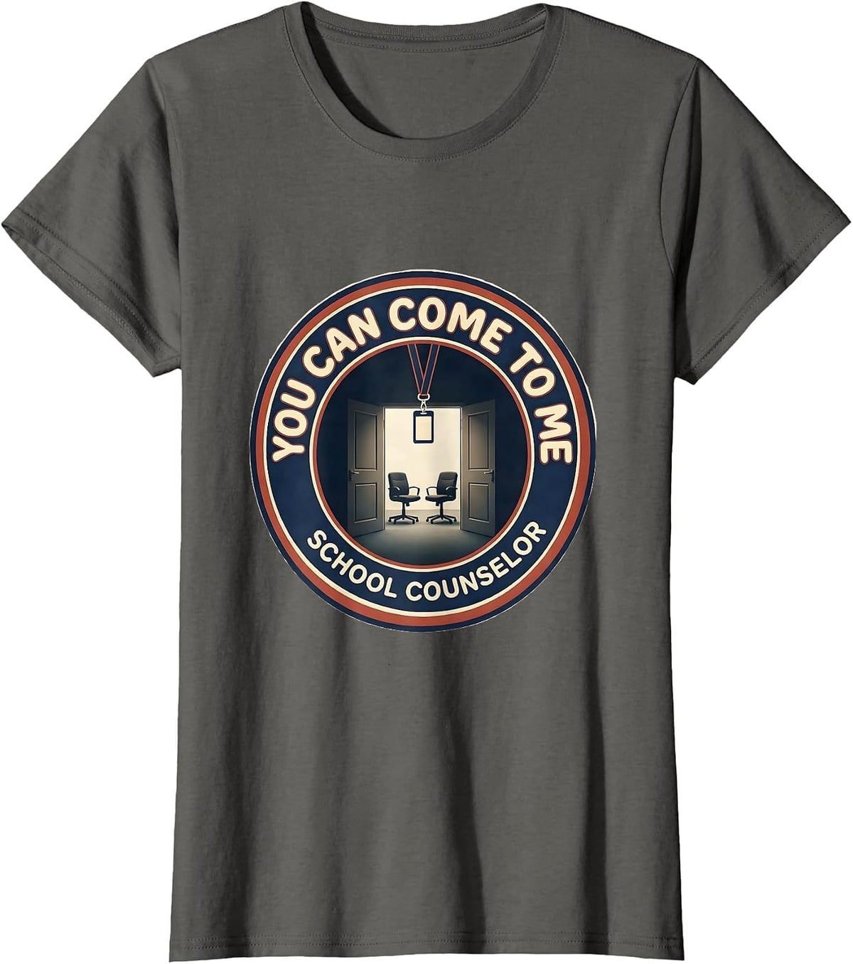 Women's You Can Come To Me Groovy Retro School Counselor T-Shirt - Asphalt Grey