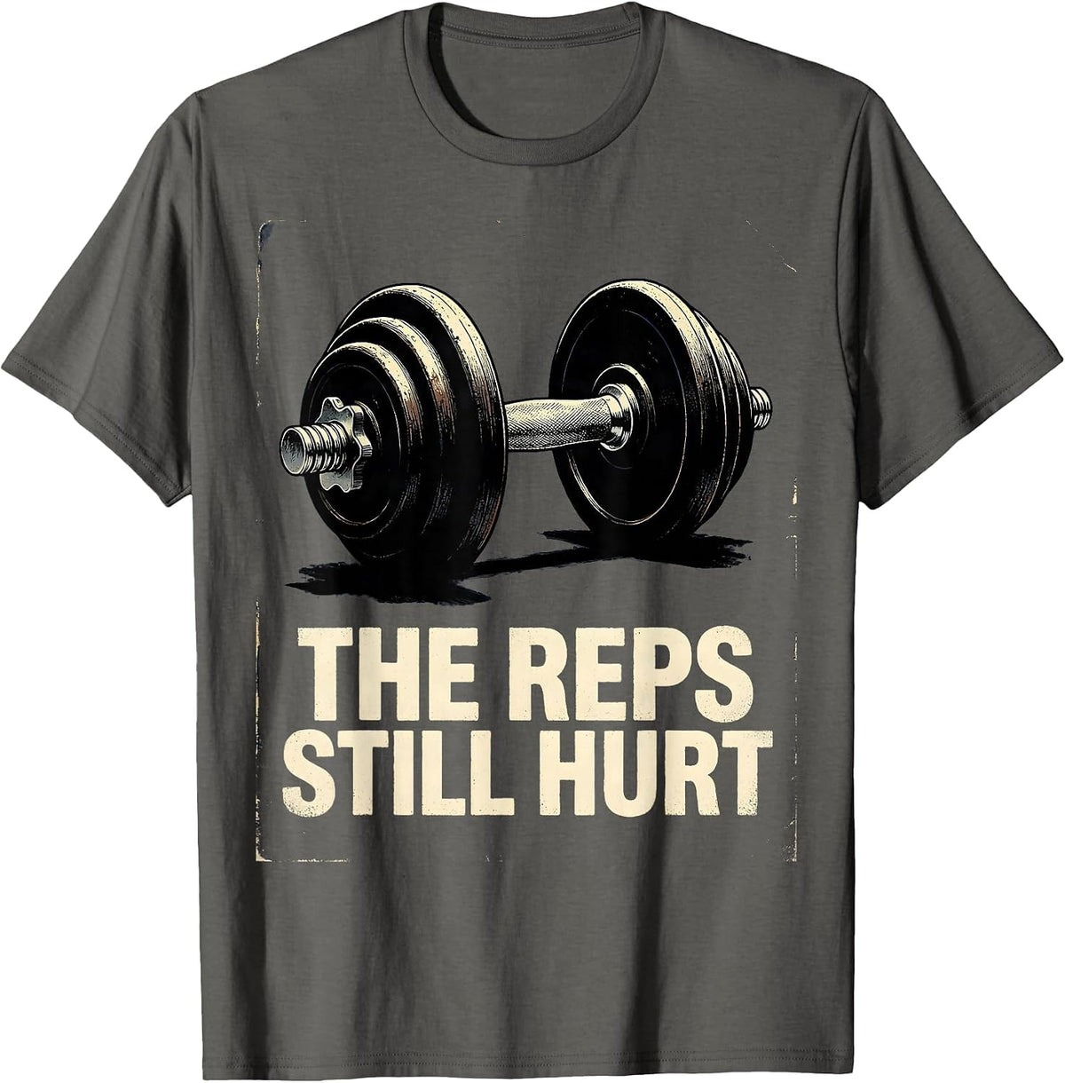 Men's The Reps Still Hurt Vintage Gym Workout Weightlifting Humor T-Shirt - Asphalt Grey