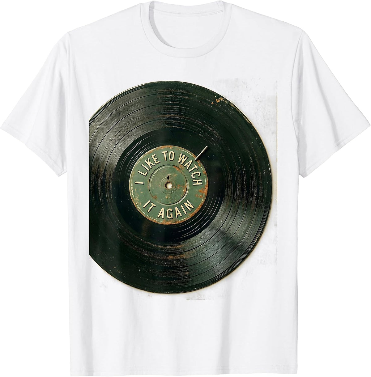 Men's I Like To Watch It Again Vintage Vinyl Neurodiversity Meme T-Shirt - White