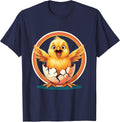 Fluffy Chick Hatching From Egg Illustration T-Shirt - Navy Blue