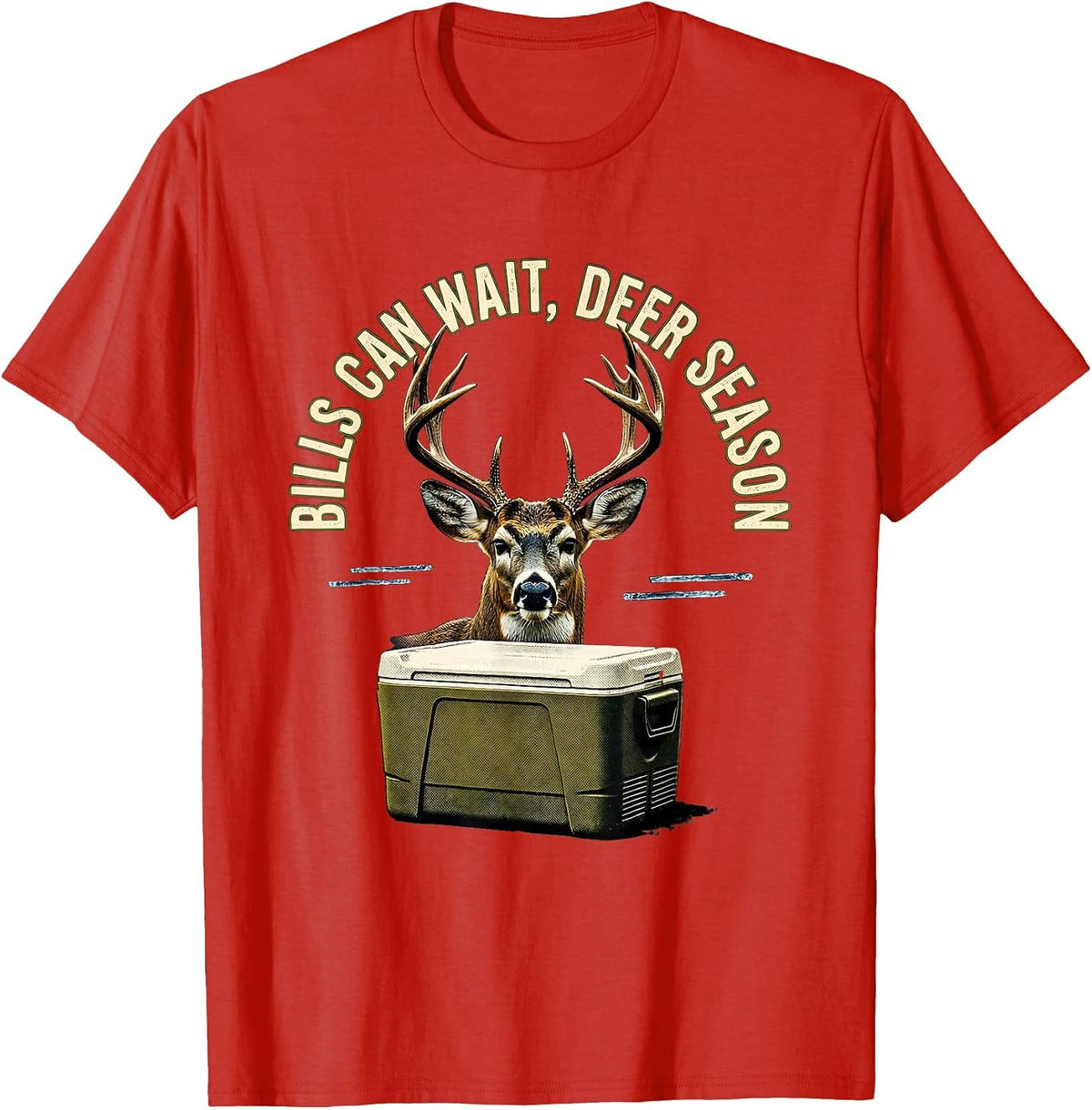 Men's Bills Can Wait Deer Season Funny Hunting Dad Gift T-Shirt - Red