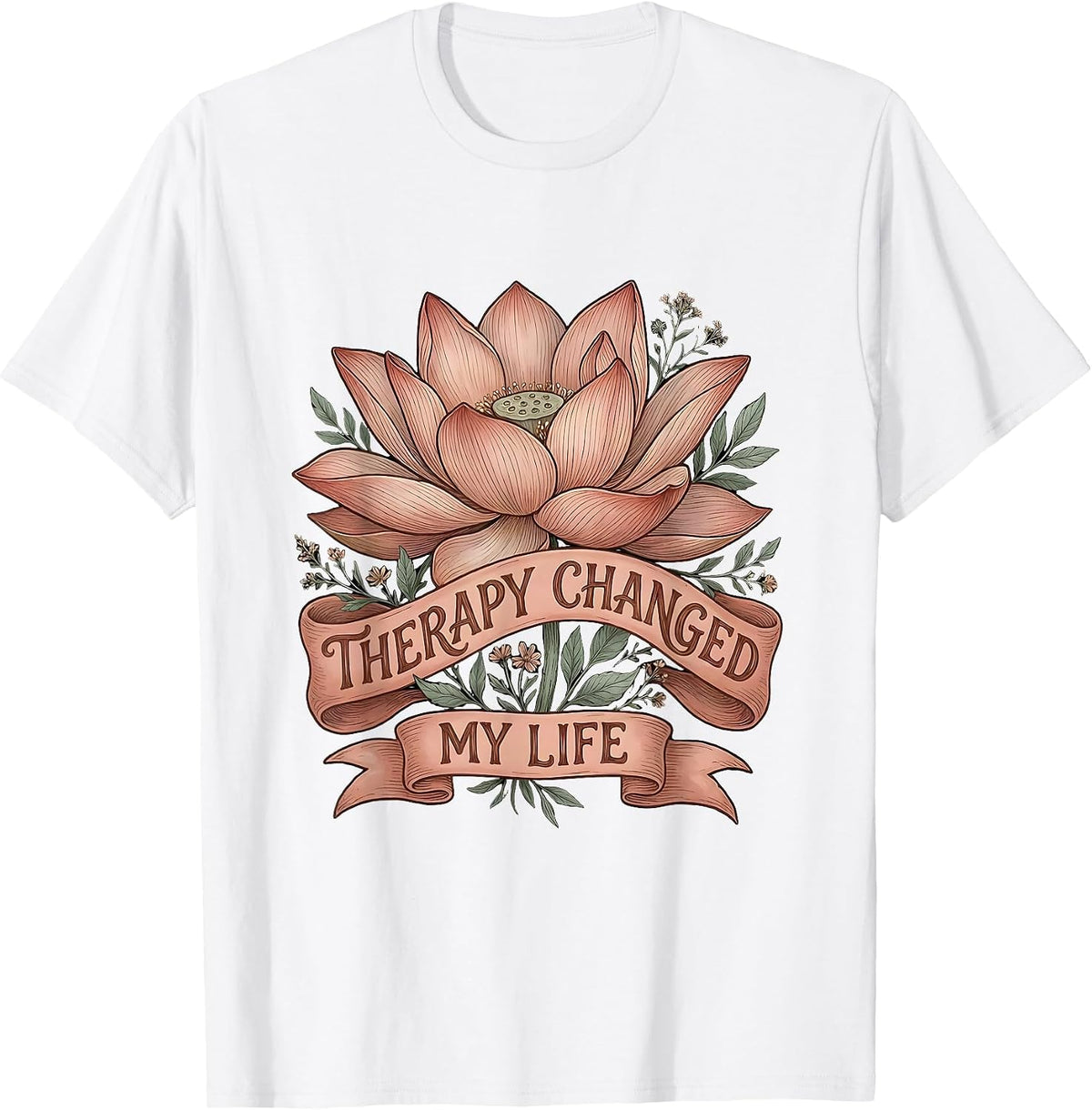 Men's Therapy Changed My Life Mental Health Design T-Shirt - White